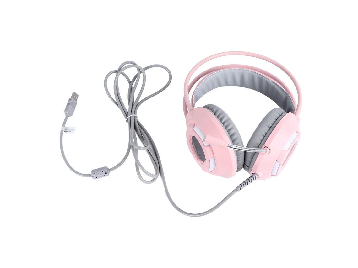 Fones Mali gamer over ear com microfone, compatível com celular, computador, tablet, 7.1 canais, rosa