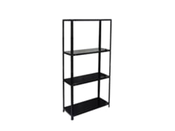 Relaxdays Estante Cargas Pesadas, Aço, 145x75x30 Cm, 160 Kg, 4 Níveis, Cave, Garagem E Oficina, Preta