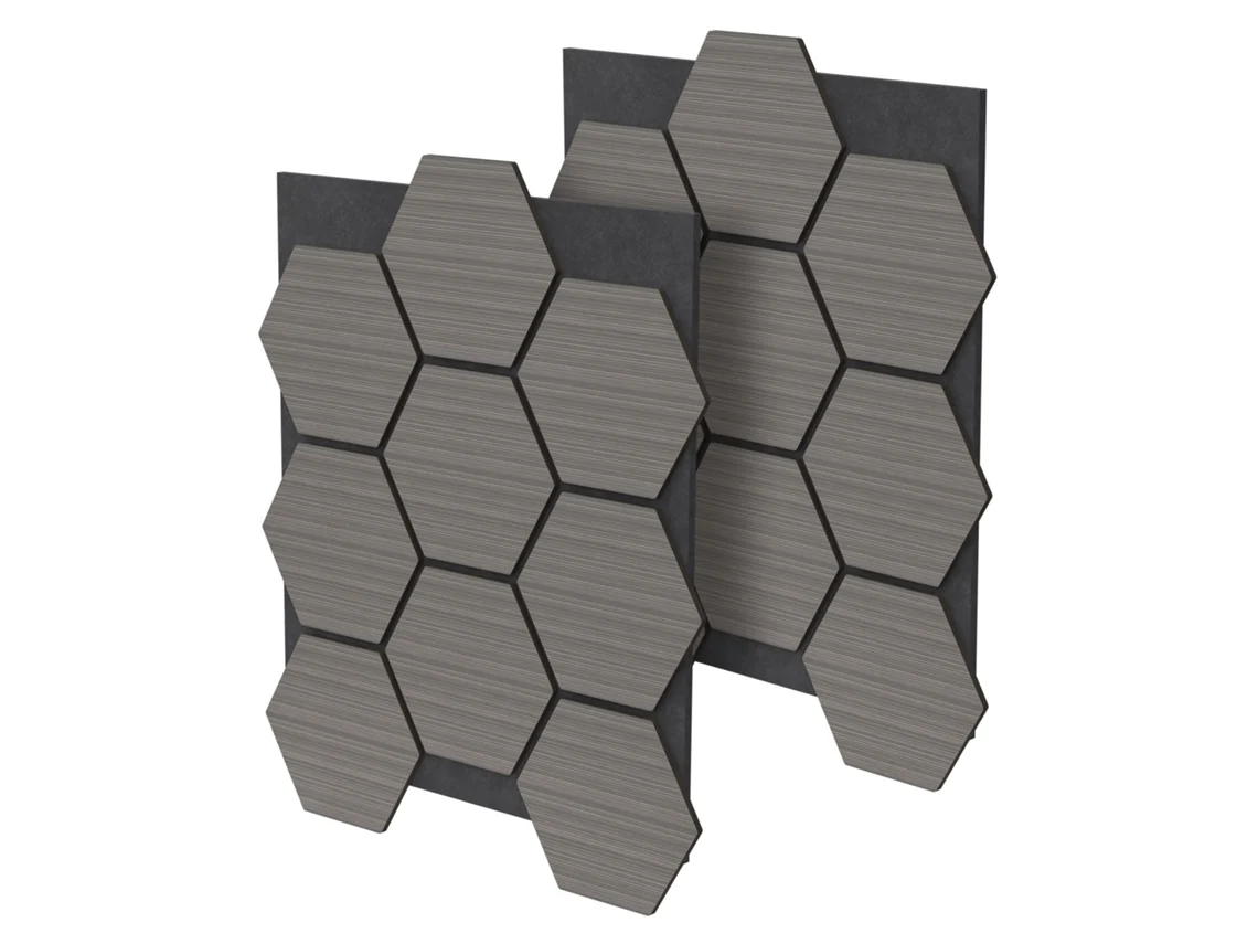 Paneles acústicos hexagonales de pared en MDF ML, color gris, 66,5 x 81 x 2 cm, 1 m²