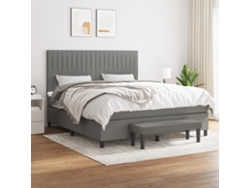 Cama Box Spring Con Colchón Tela Gris Oscuro 180x200 Cm