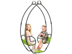 Columpio Infantil Con Estructura Y Asa De Metal Para 2 Niños De 3 A 6 Años, 110,5 X 40,5 X 180 Cm, Verde.