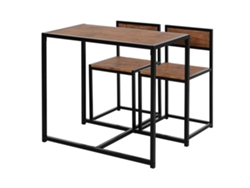 Mesa Comedor 3 Piezas Metal Madera Natural Espacios Pequeños