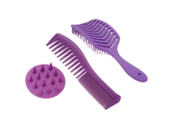 Set De 3 Cepillos Y Peines Para Cabello: Cepillo Hueco, Peine De Dientes Dobles Y Cepillo Para Champú, Ideal Para Desenredar Y Estilar