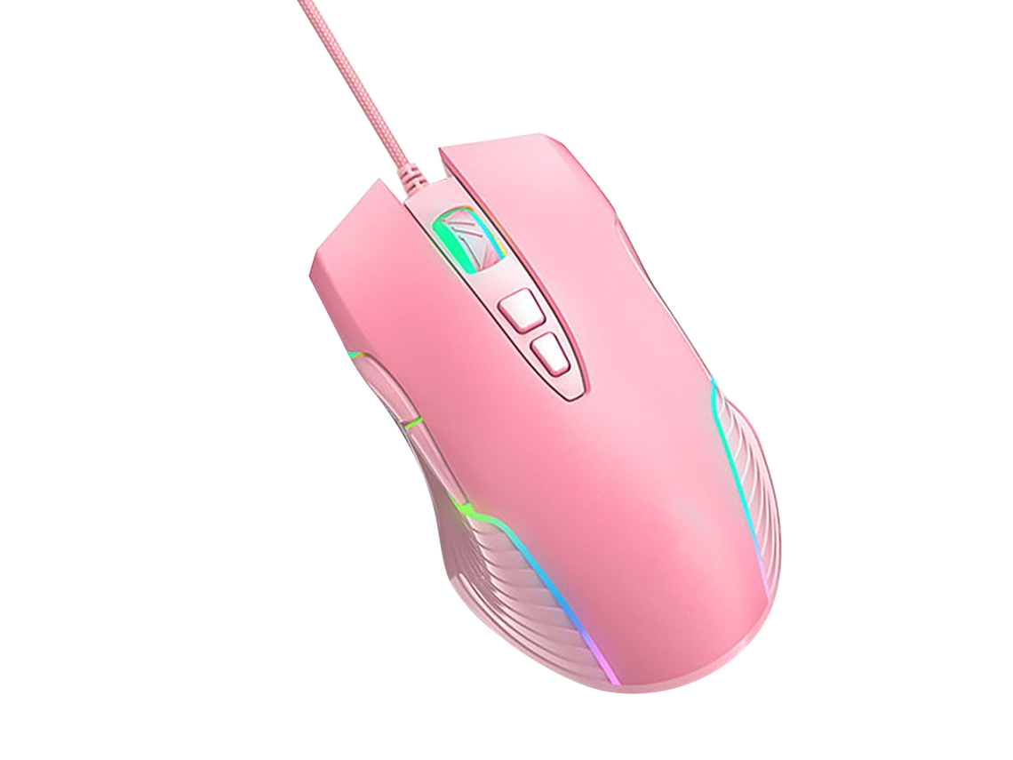 Ratón Rosa Con Cable, Diseño Ergonómico Y Detección De Movimiento Rgb Para Juegos, Oficina Y Estudio.