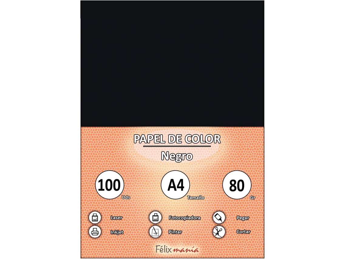 80Gr A4 Papel Negro 100 Hojas
