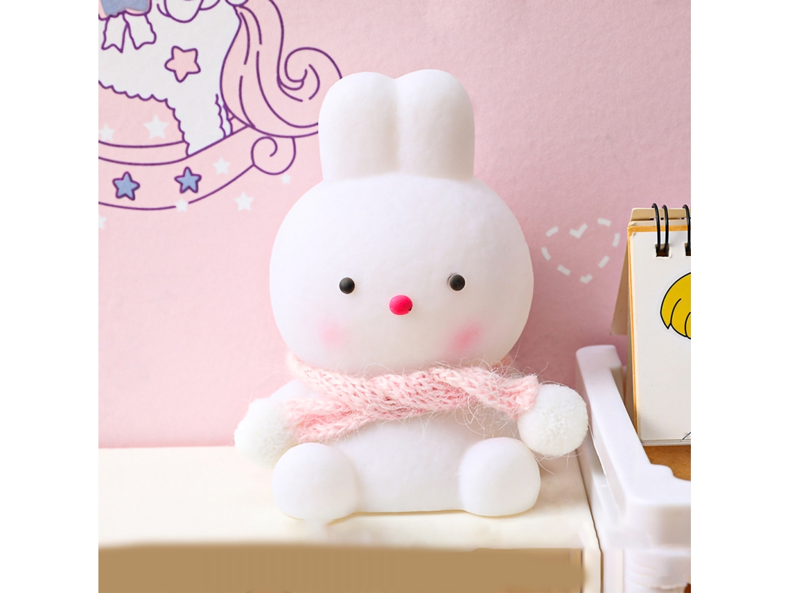 Rebe-lámpara De Noche Led Ins Linda Conejo Con Bufanda Rosa Para Dormitorio Mesa Ornamento Hogar