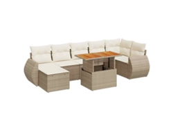 Conjunto 8 de sofás de jardín y cojines VIDAXL ratán sintético beige