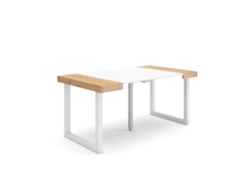 Mesa Consola extensible 160 Para 8 comensales Patas madera maciza Roble y blanco SKRAUT HOME