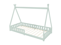 Cama infantil tipi ML-Design 200x90 cm color verde con protección anticaída y somier