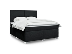 Cama Box Spring Con Colchón Tela Negro 180x200 Cm