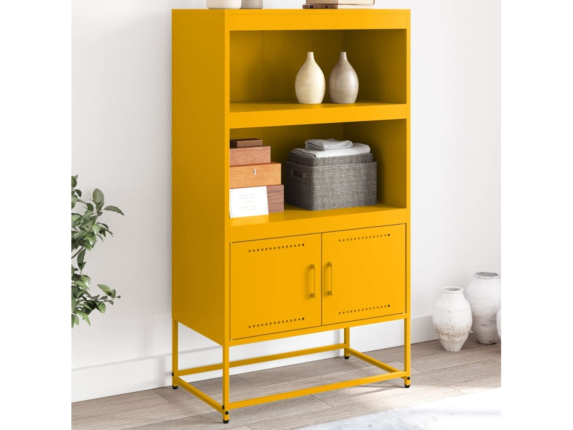 Aparador De Acero Amarillo Mostaza 68,5x38,5x123,5 Cm