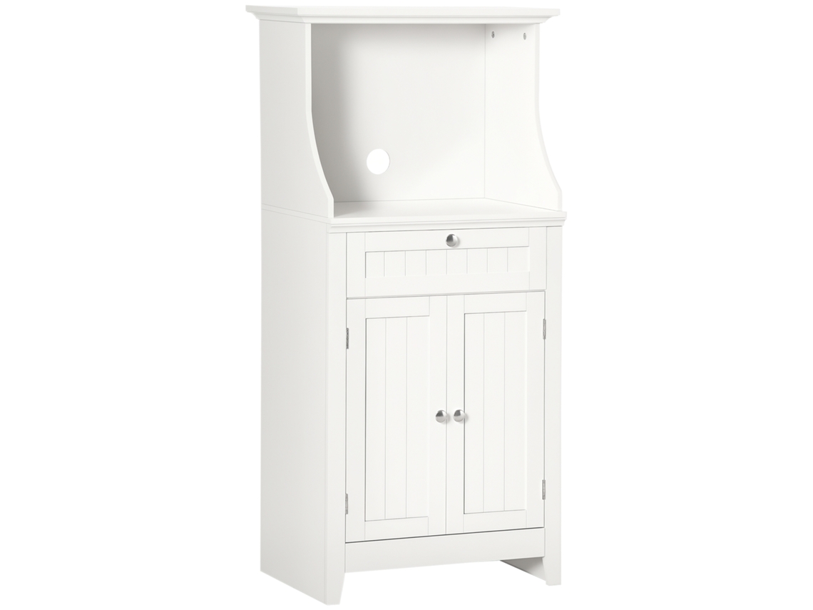 Armário para Micro ondas de Cozinha com 1 Gaveta, 2 Portas, 60 X 40 X 122,5 Cm Mdf Branco ZENCORE SERVICES