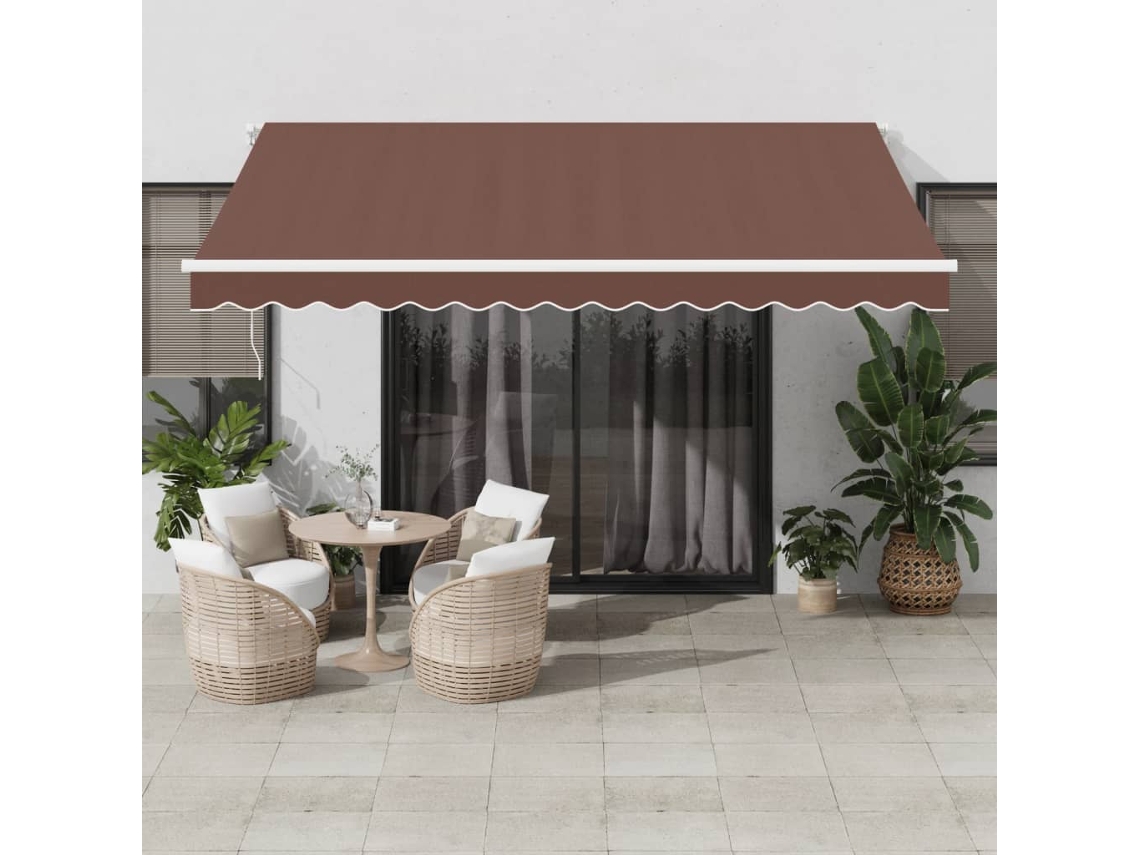 Toldo retráctil manual 400x300 cm marrón Dkd Home Decor