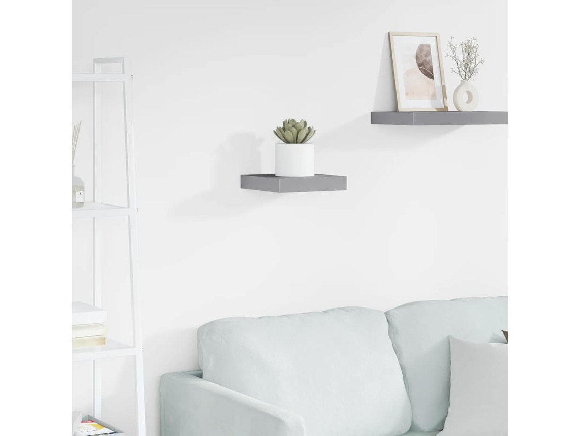 Estante Flotante De Pared | Estante Flotante | Estantería Pared Mdf Gris 23x23,5x3,8 Cm