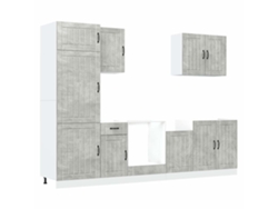 Conjunto 7 Mueble cocina Kalmar gris hormigón VIDAXL madera contrachapada