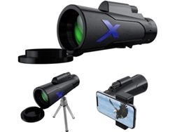Telescopio monocular 12x50 HD Bak4 con prisma, adaptador para smartphone, trípode, regalo para adultos, observación de aves, viajes, color negro, Yizhood
