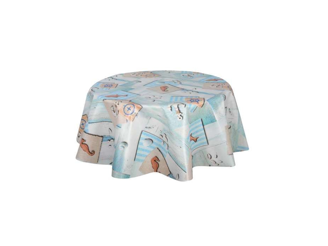 Toalla de Mesa Redonda Oleado Hypo Diam Lavável Padrões PVC Azul
