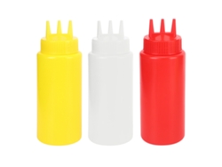 3 Botellas Para Condimentos Con Tapa, 3 Orificios Para Salsas, Ensaladas Y Kétchup.