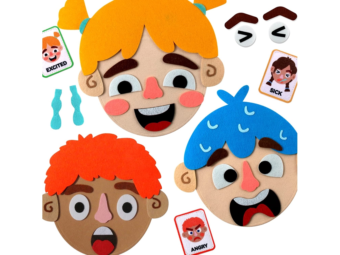 Juguetes de aprendizaje socioemocional, rompecabezas de ensamblaje DIY de la cara y los cinco sentidos de los niños Mdug