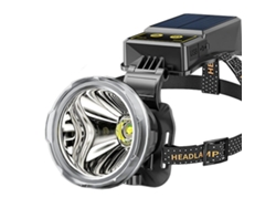 Linterna Frontal Led Recargable Por Usb O Solar, 3 Modos De Iluminación, Batería De 3000 Mah, Resistente Al Agua, Ideal Para Acampar, Sender
