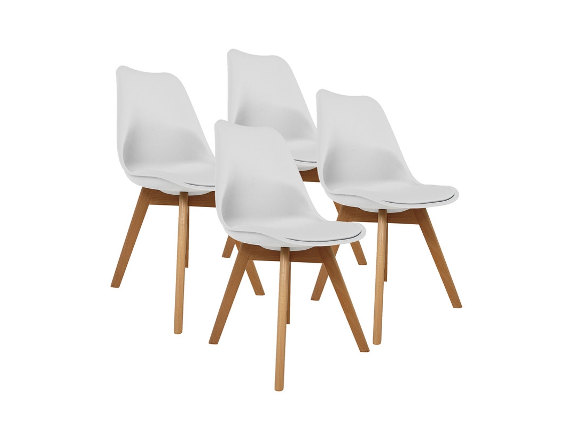 Conjunto de 4 Cadeiras de Jantar de Estilo Nórdico Cor Branca Modelo Dana FURNITURE STYLE