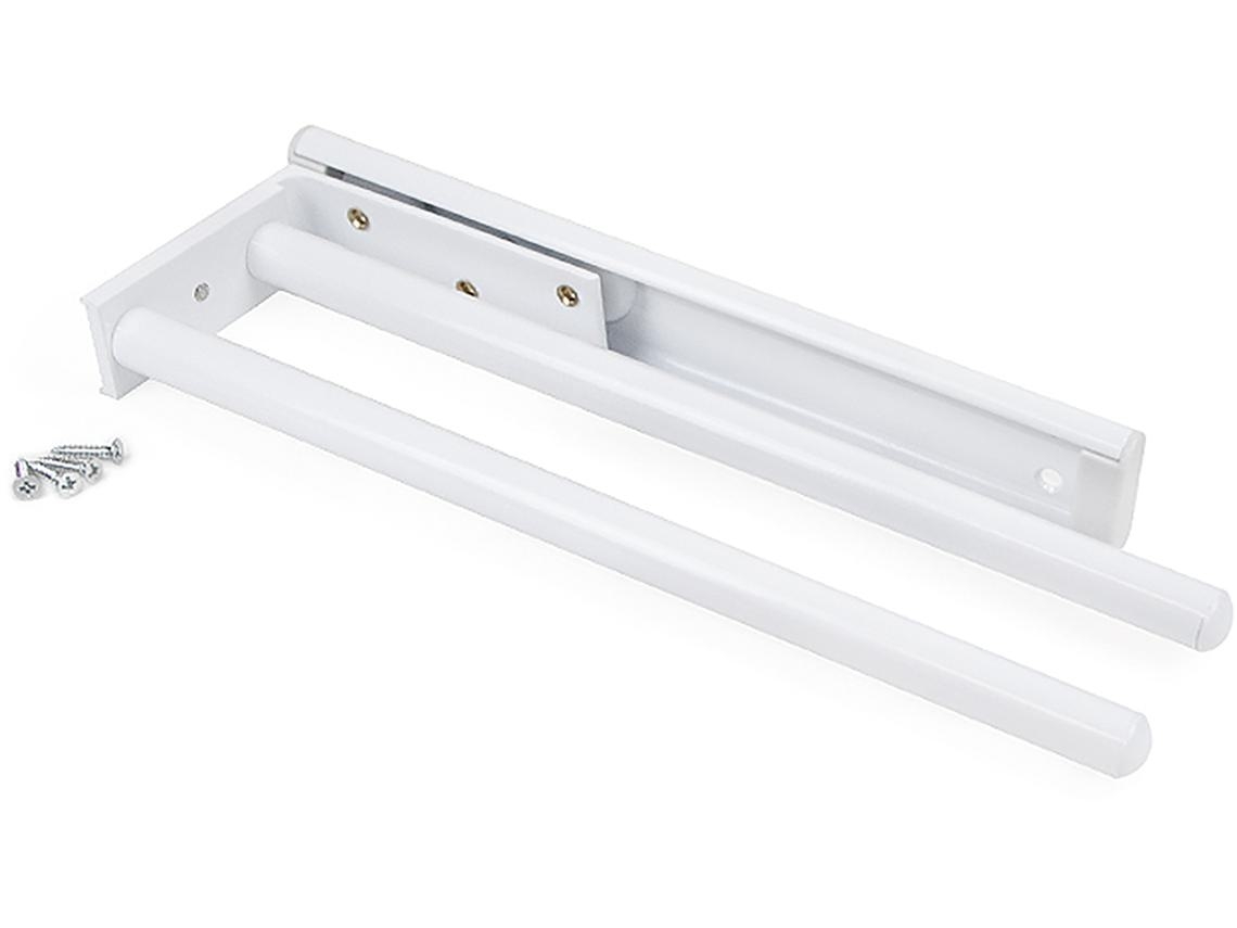 EMUCA Toallero Extensible - 2 Brazos - Aluminio - Pintado Blanco