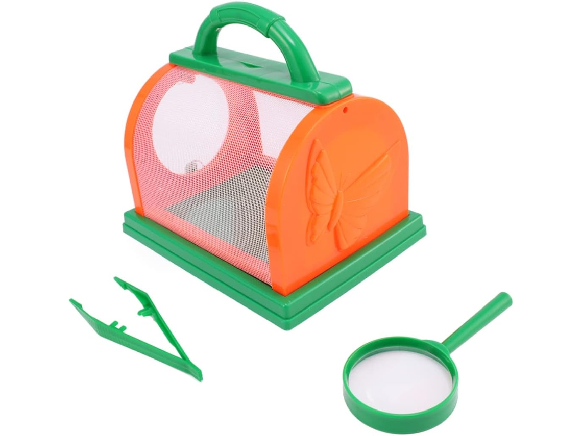 Jaula Antiinsectos Para Niños Y Niñas Con Asa, Red, Marco De Soporte, Malla Y Pinza Con Lupa