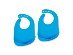 Relaxdays 2 Baberos De Silicona Para Bebé, Bolsillo, Sin Bpa, Aptos Lavavajillas, 30 X 23 X 1,5 Cm, Azul