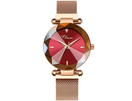 VEANXIN Relojes de pulsera para mujer con cierre magnético y malla impermeable-Rojo