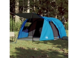 Tienda de campaña tipo túnel azul impermeable para 4 personas.
