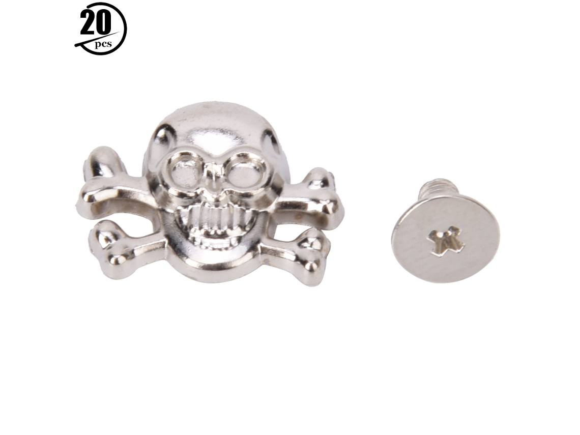 20 Remaches De Calavera Estilo Punk Gótico De 15 Mm, Accesorios Diy Para Bolsos Y Ropa De Cuero.