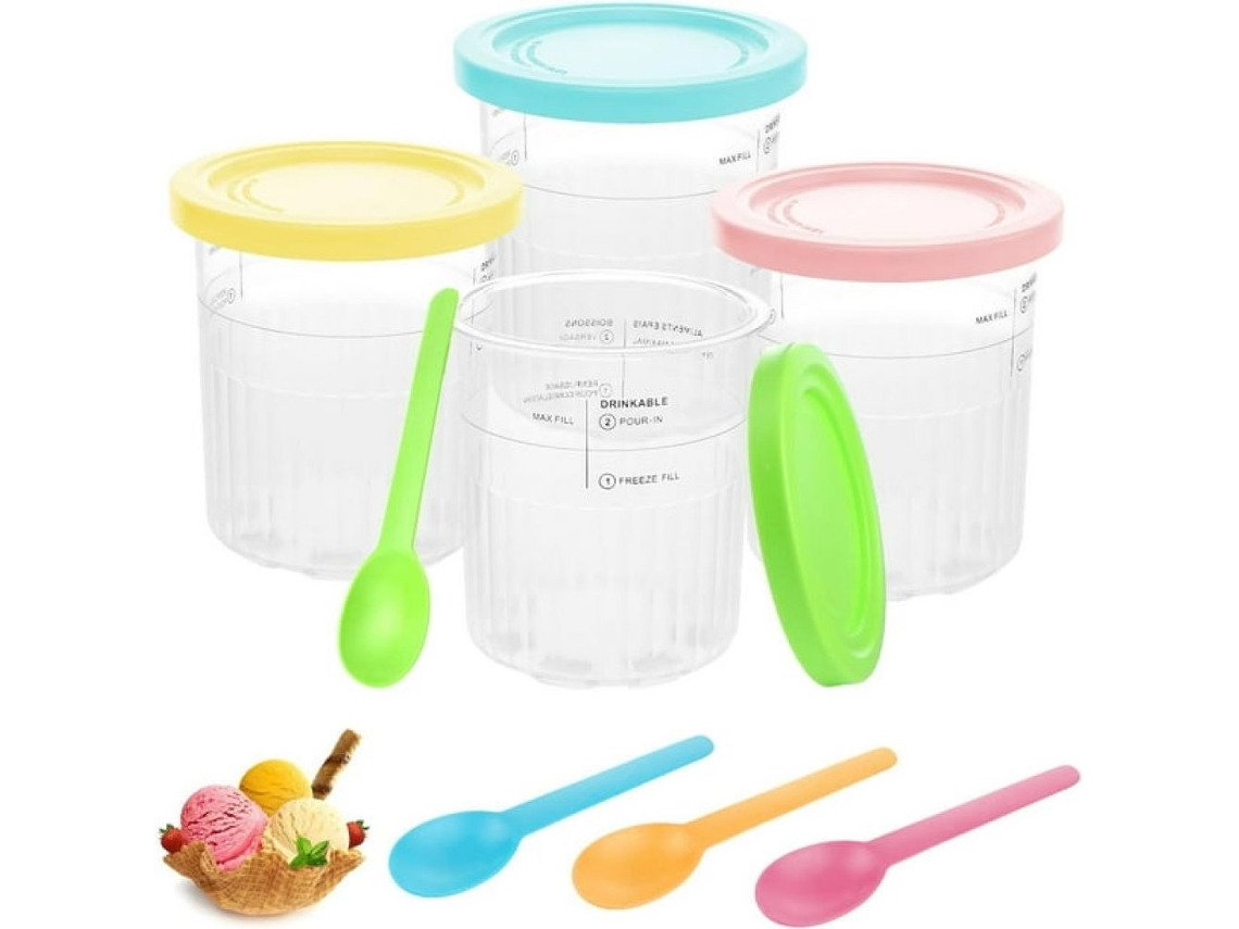 Recipientes De Repuesto De Una Pinta Hechos De Materiales De Calidad Alimentaria Para Ninja Creami, Diseño Antideslizante, Compatibles Con Las Series