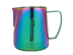 Jarra para espumar café y leche de acero inoxidable de color grueso, 400 ml, verde