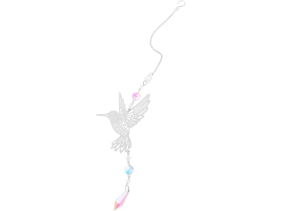 Adorno Colgante Elegante De Colibrí De Healeved, Fabricado En Acero Inoxidable Y Cristal, Ligero Atrapasoles Para