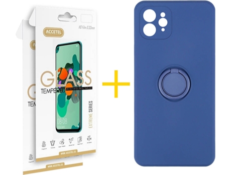 Carcasa + 2 Protectores de Pantalla para iPhone 12 Pro ACCETEL Azul Oscuro