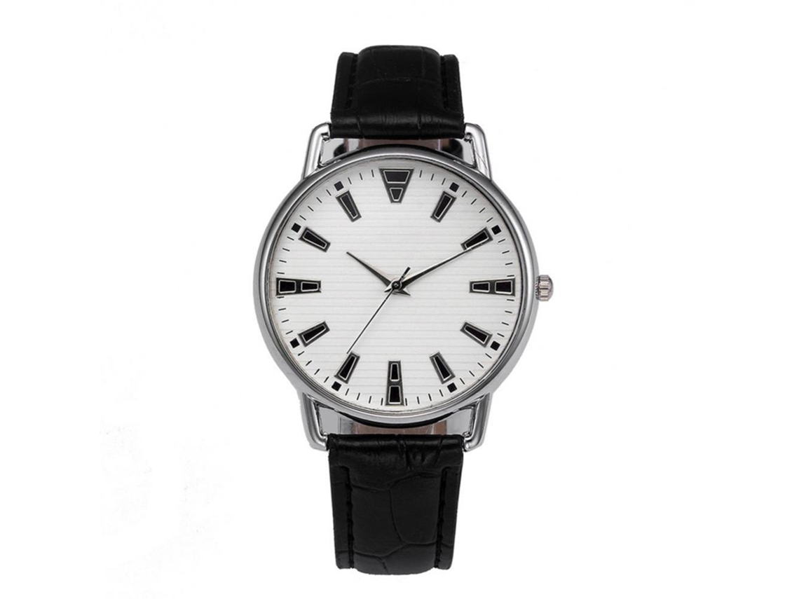 Reloj De Pulsera Analógico Clásico Vintage De Cuarzo Casual Unisex Blanco Negro