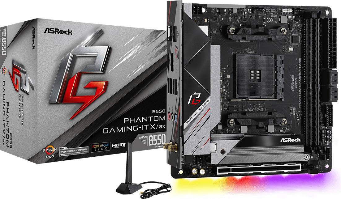 Asrock B550 Phantom gamingitxa zocalo am4 mini itx amd placa base mitx gamingitxax ddr4 retail