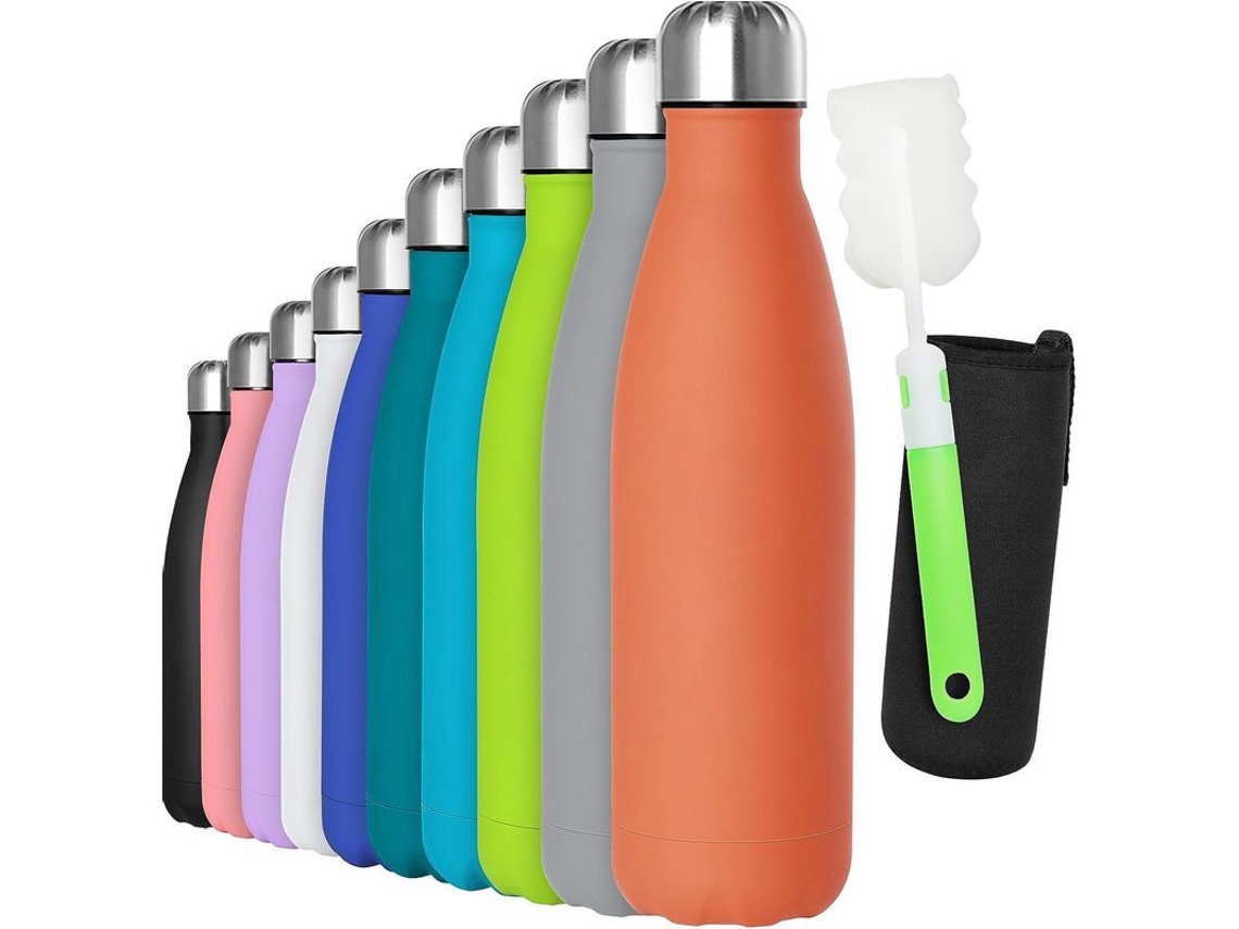 2026da-botella De Agua De Acero Inoxidable 500ml, Doble Pared Vacío Aislado Naranja Anti-fugas Reutilizable