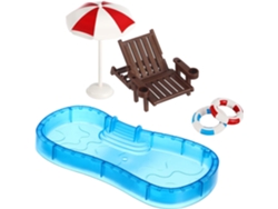 Juego De 5 Sillas Flotantes, Sombrillas Y Flotadores En Miniatura Para Piscina O Playa Para Casa De Muñecas En Miniatura