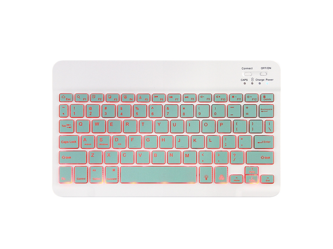 Teclado inalámbrico Bluetooth Yuysan de 10 pulgadas con retroiluminación verde (inglés-portugués)