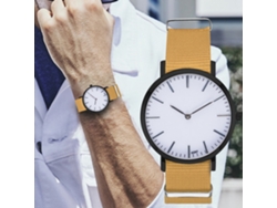 Reloj De Moda Para Parejas Con Correa De Nailon Y Esfera Redonda (beige).
