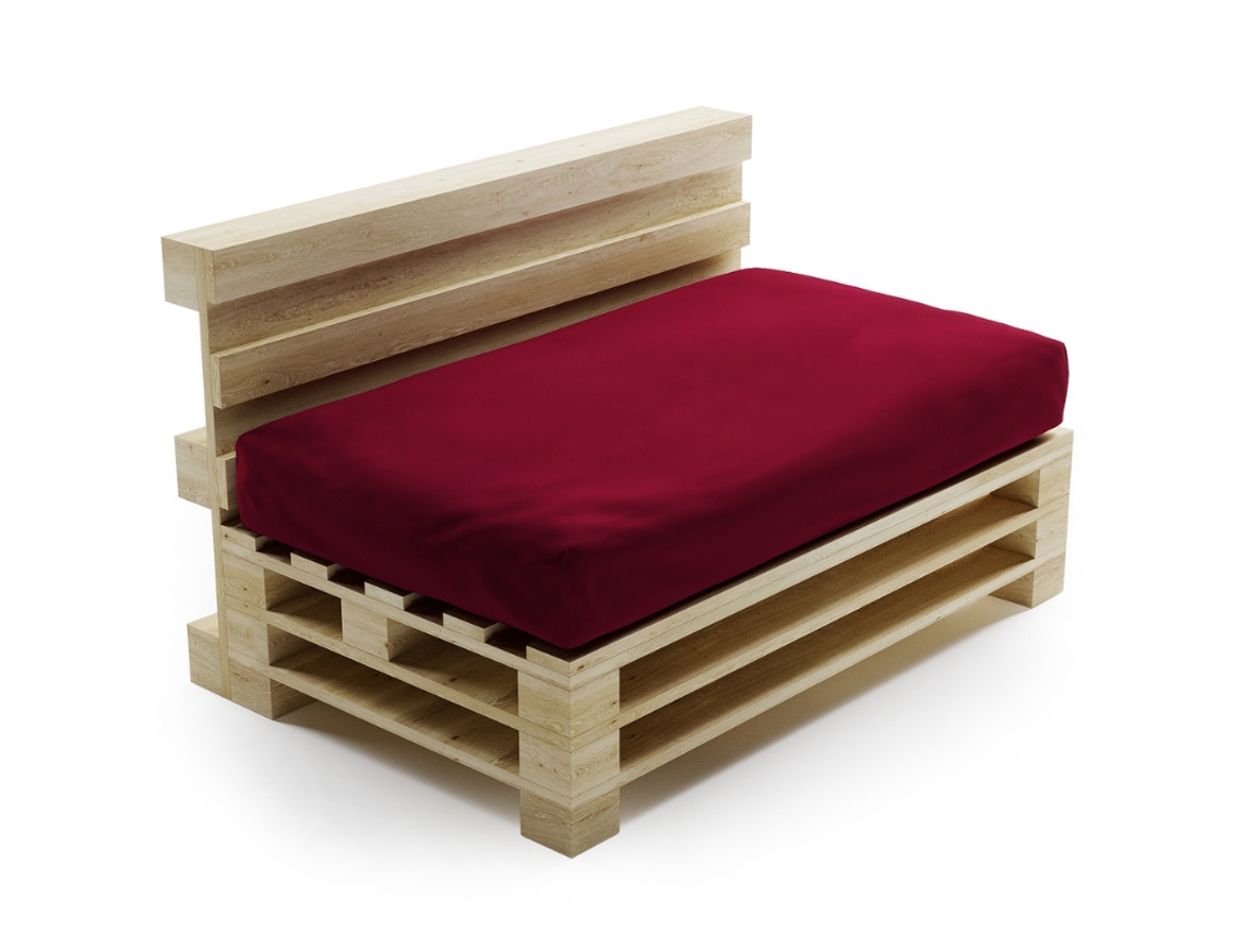 Respaldo Cojín Desenfundable para Palés de Poliéster Bananair 120x80 cm Rojo