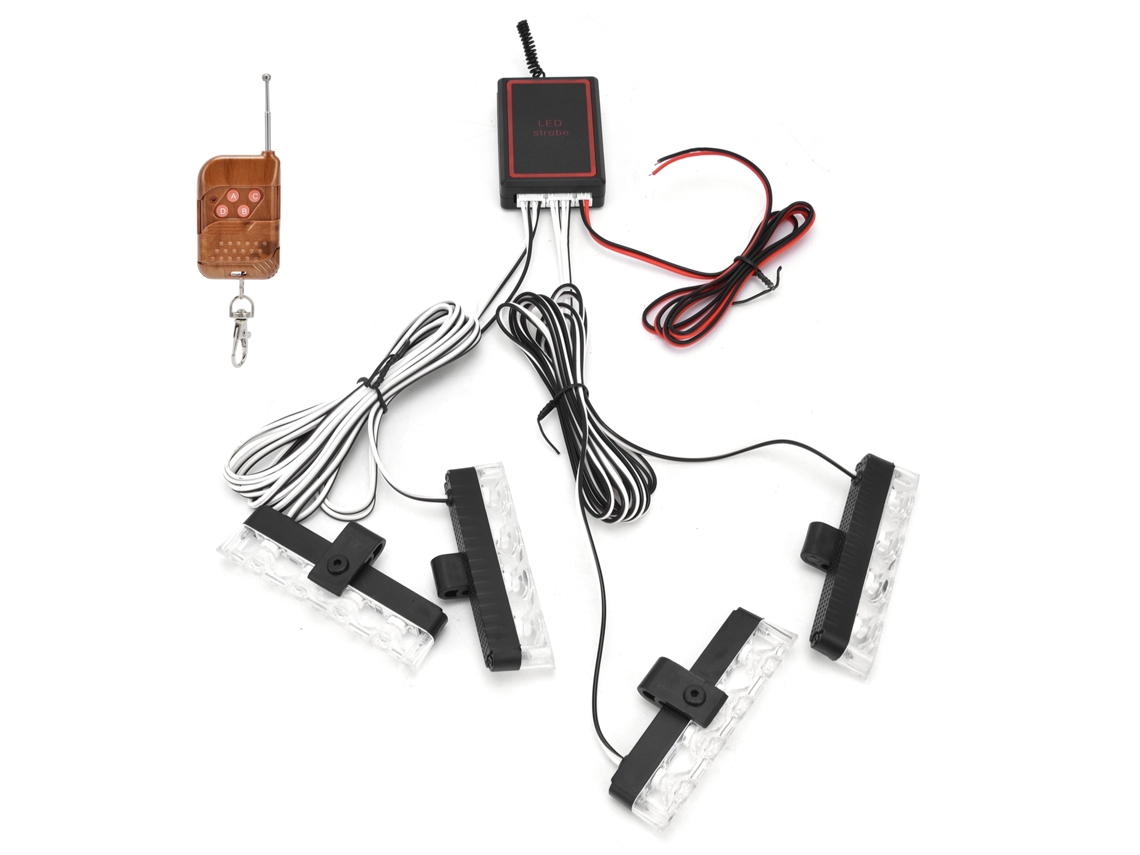 2026-luz De Emergencia Led Rojo Azul Luces Stroboscópicas 4x4 Sincronizadas Con Control Remoto 12v