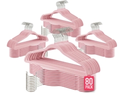COM-FORT HOUSE | Percha Terciopelo | Color Rosa | Antideslizantes y Resistentes | Perchas para Ropa | Ideal para Chaquetas, Pantalones o Blusas | Diseño Elegante | 80 Unidades |