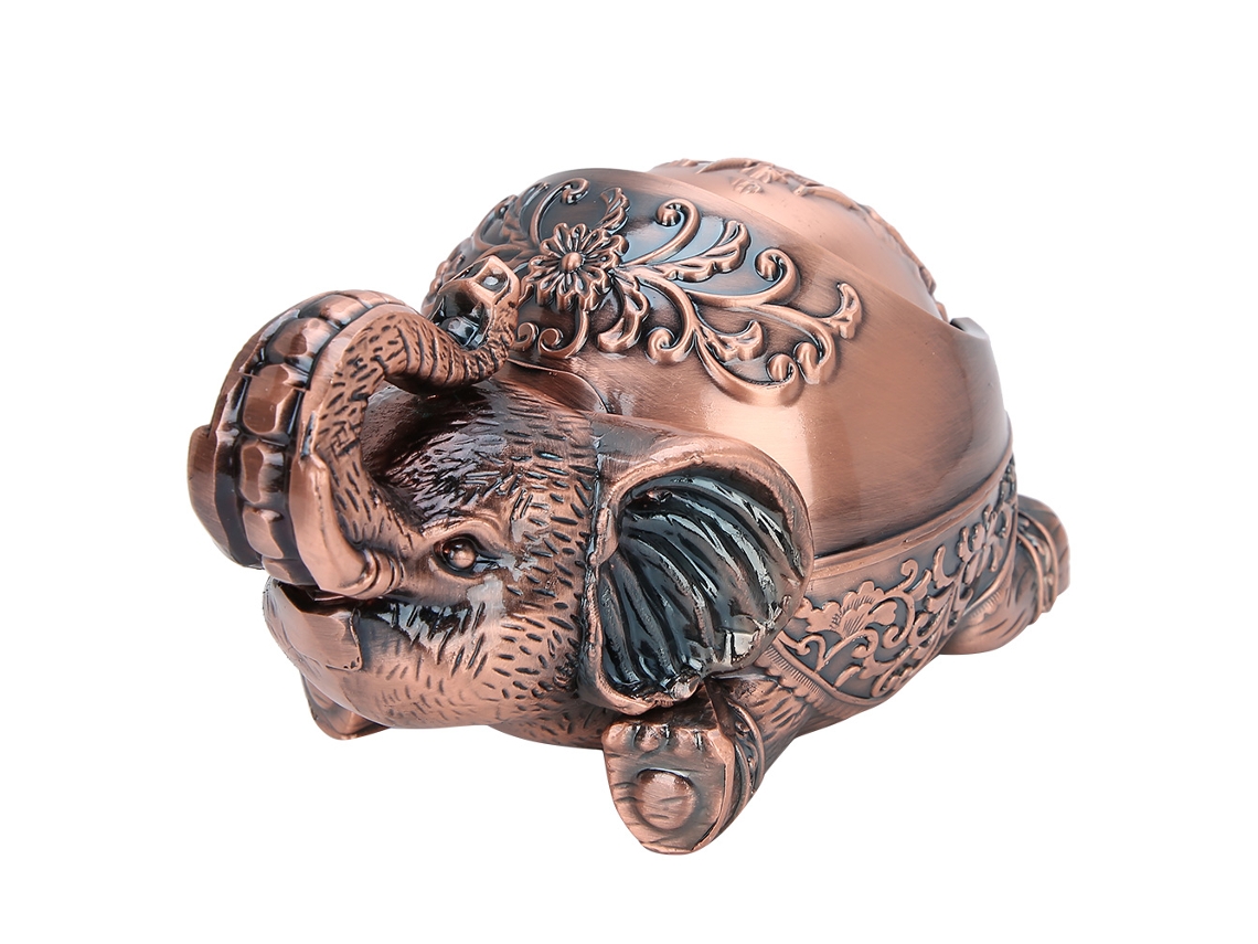 Cenicero De Metal Con Tapa De Elefante, Antideslizante, Resistente Al Viento, Regalo Para Hombre.