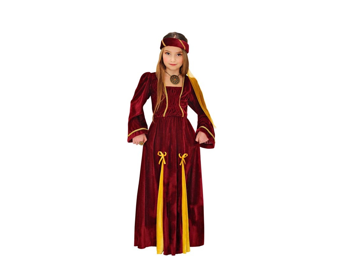 Disfraz de Princesa Medieval elegante granate con tocado para niña