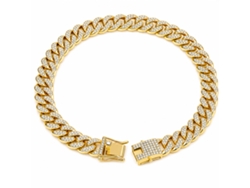 Collar POLSKI de aleación de zinc dorado de 30 cm x 1,25 cm con circonita cúbica, ligero para gatos o perros pequeños de hasta 5,5 kg, para paseos y fiestas.