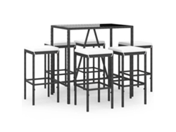 Maison Exclusive - Mesa Y Taburetes Altos Jardín Y Cojines 7 Pzas Ratán Pe Negro