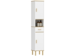 Armario De Baño De 172 Cm Con Cajón Y Estantes Ajustables, Blanco.