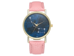 Reloj De Pulsera Analógico Para Hombre Y Mujer, Estilo Cuarzo, Con Correa De Pu Rosa.